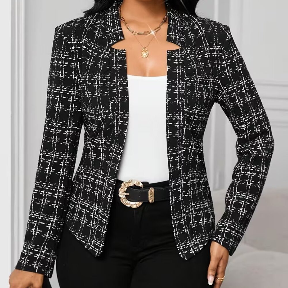 Kerasi Plaid Blazer (Black and White)